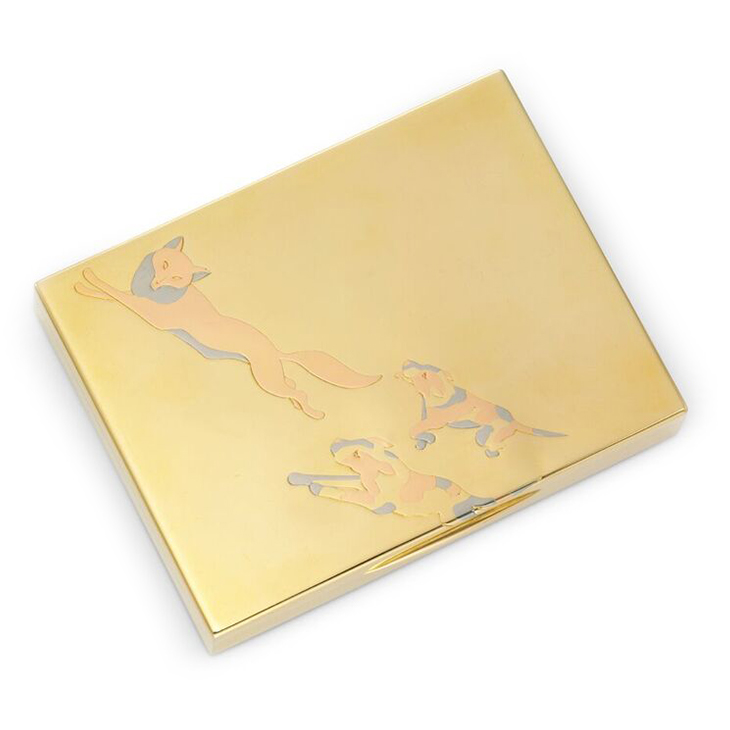 A Tri-colored Gold Cigarette Box, by Cartier, circa 1935