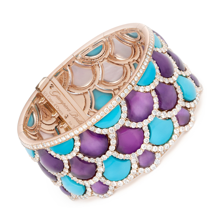 A Turquoise, Amethyst and Diamond 'Irene' Bracelet, by Bodino