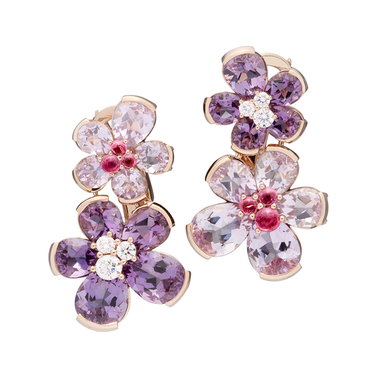 A Pair of Diamond and Multi-gem 'Eglantina' Earrings, by Bodino