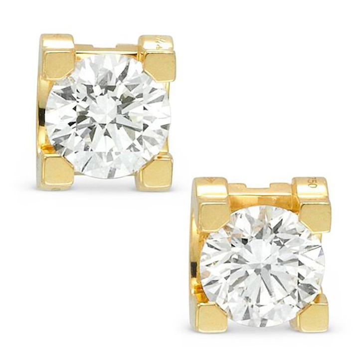 A Pair of Diamond and Gold Ear Studs, Cartier
