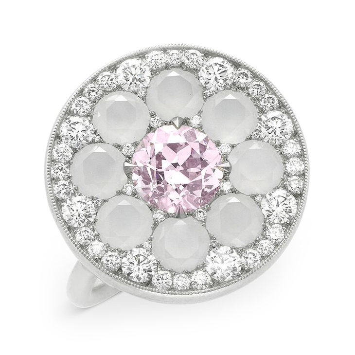 A Colored Diamond and Agate Ring
