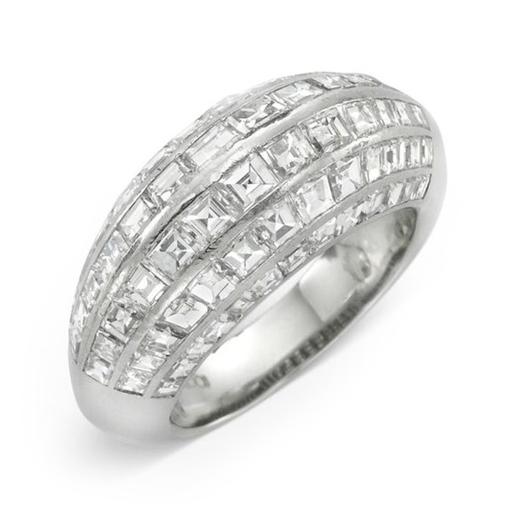 A Diamond and Platinum Bombe Band Ring, by Van Cleef & Arpels, circa 1945