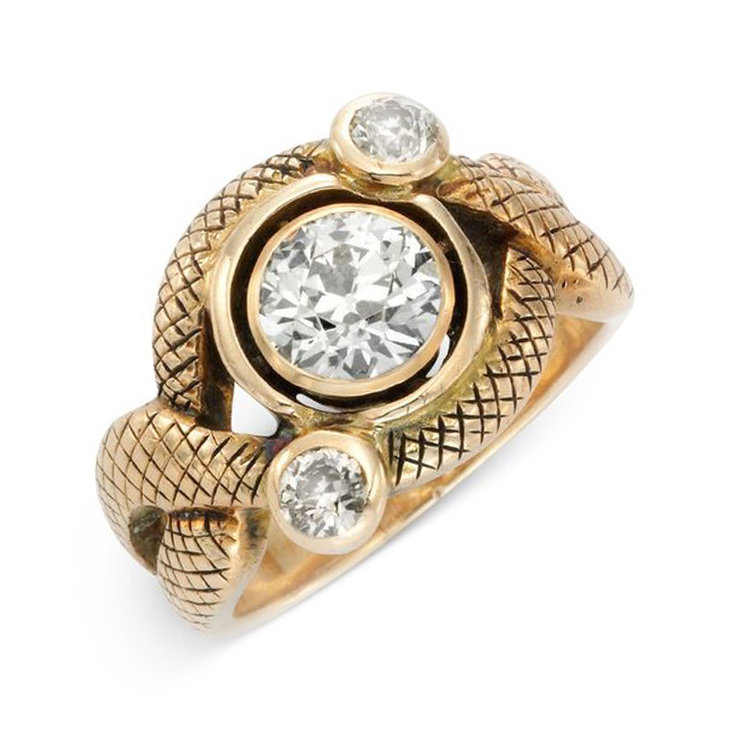 An Antique Diamond and Gold Serpent Ring, circa 19th Century