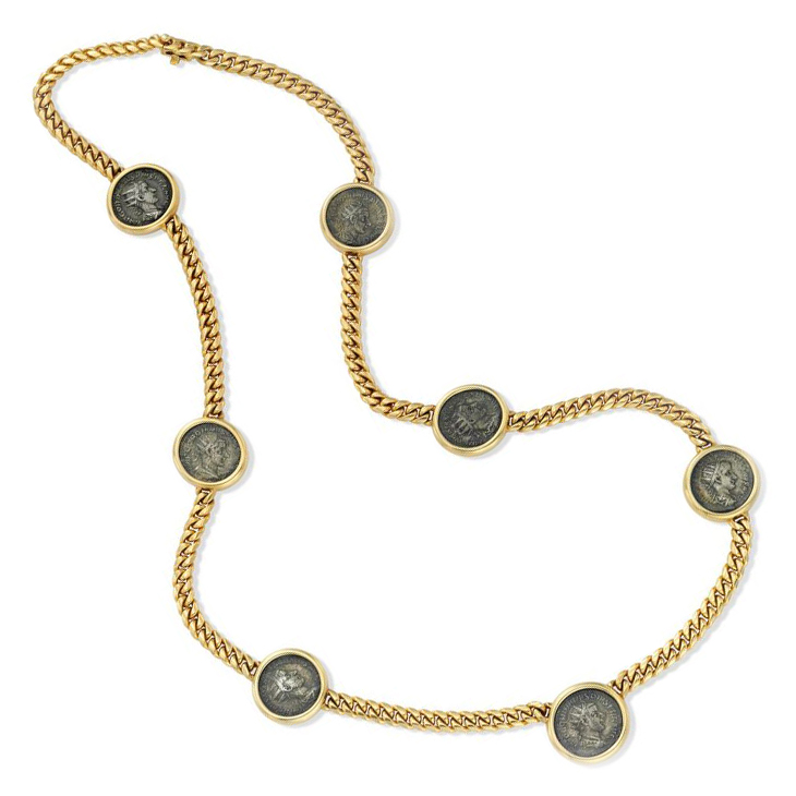 An Ancient Coin and Gold Sautoir Necklace, by Bulgari, circa 1985