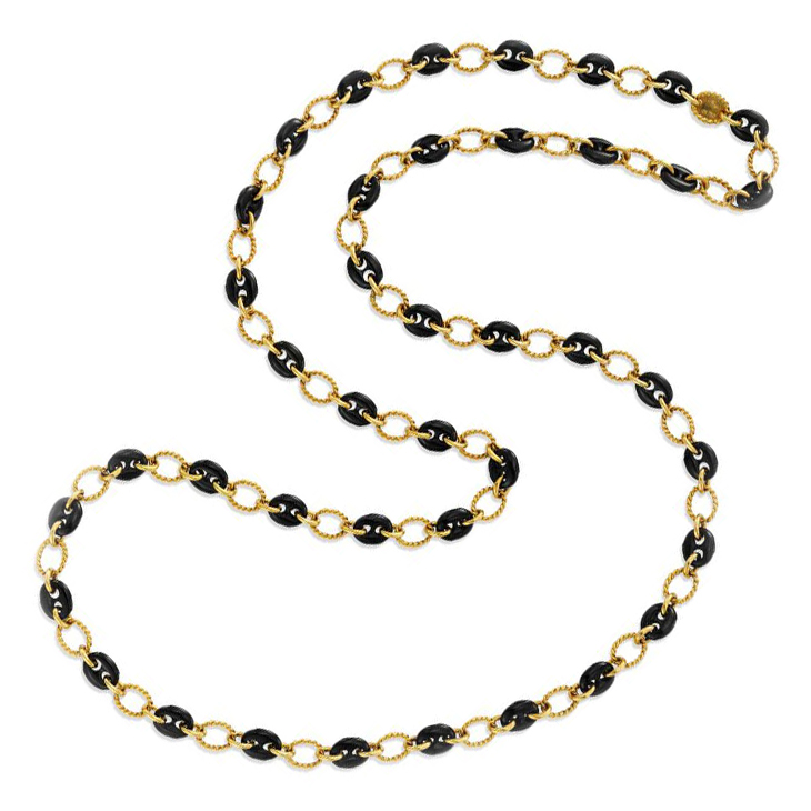 An Onyx and Gold Long Chain Necklace, by Boucheron, circa 1975