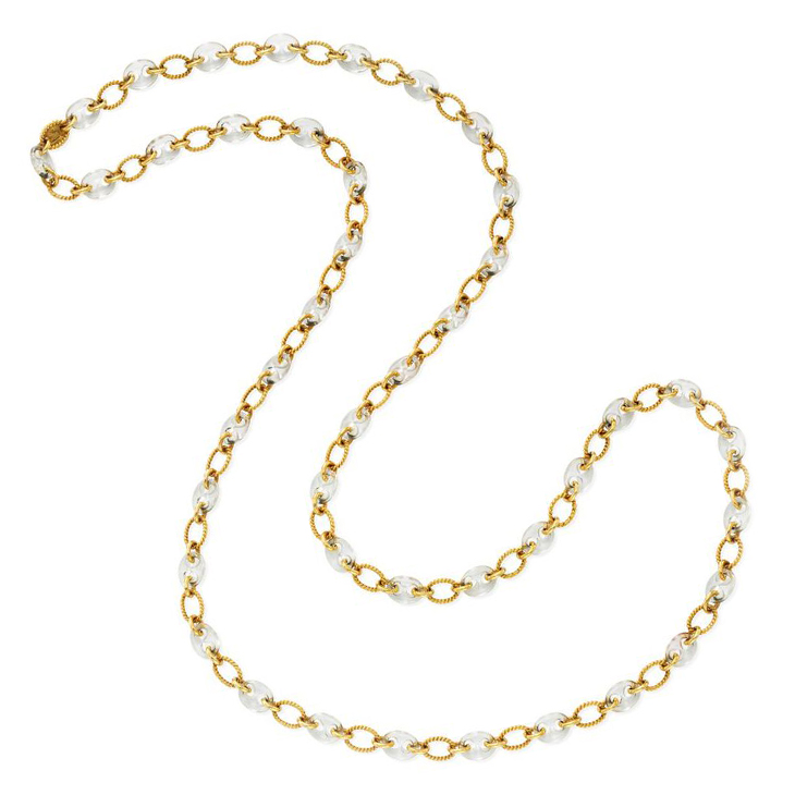 A Rock Crystal and Gold Long Chain Necklace, by Boucheron, circa 1975