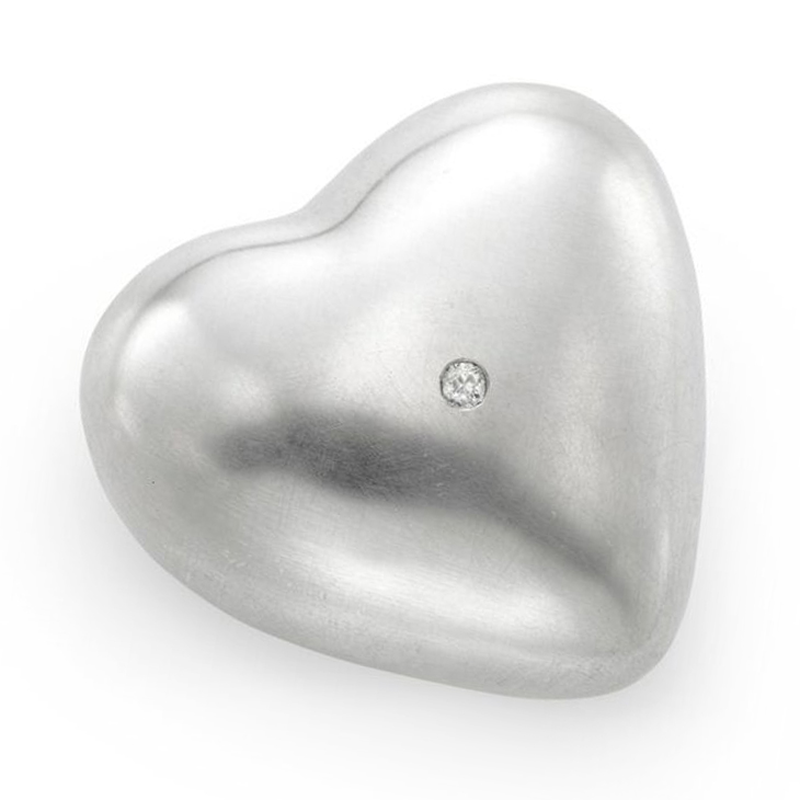 A Sterling Silver and Diamond Heart Shaped Paper Weight, by SABBA