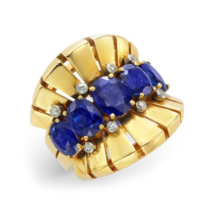A Retro Sapphire and Diamond Ring, by Van Cleef & Arpels, circa 1945