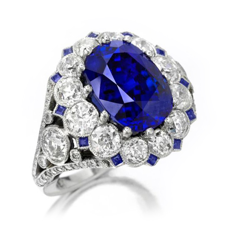 A Mid Century Burmese Sapphire and Diamond ring