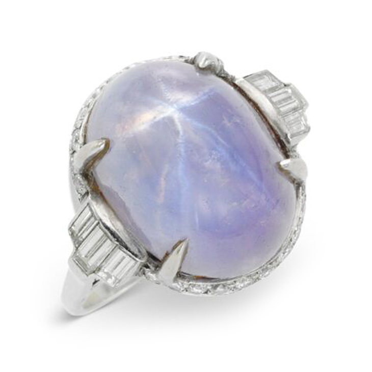 An Art Deco Star Sapphire and Diamond Ring, circa 1925
