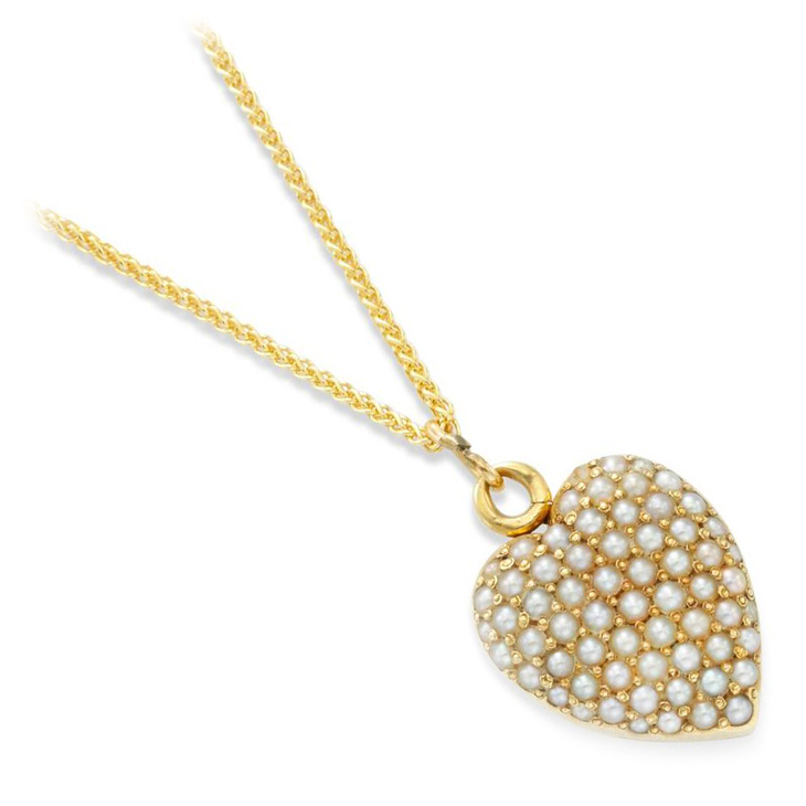 A Late 19th Century Seed Pearl Heart Locket Pendant