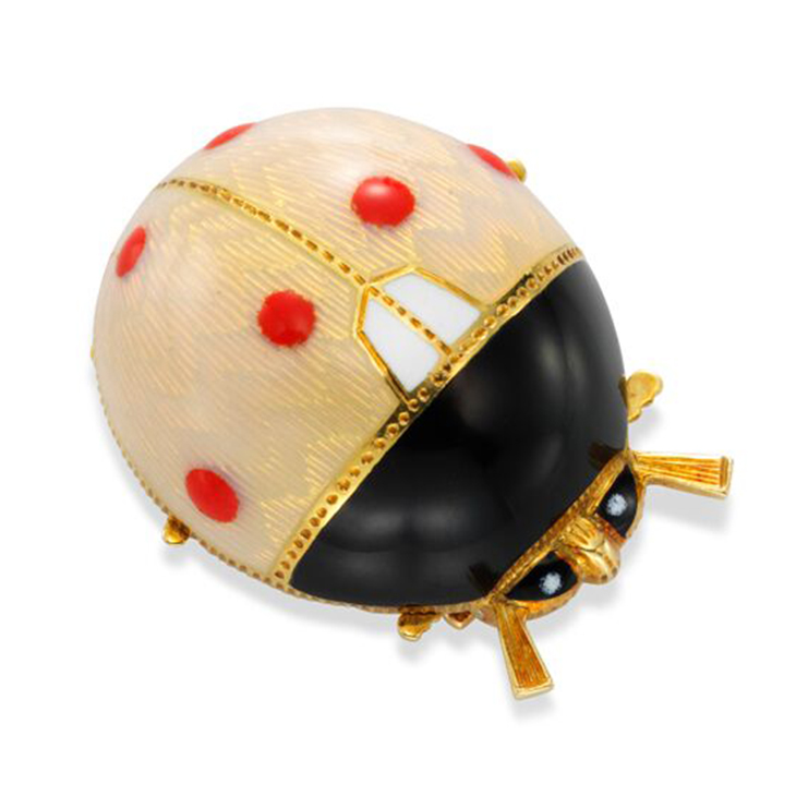 A Mid Century Enamel and Gold Ladybug Brooch, circa 1950