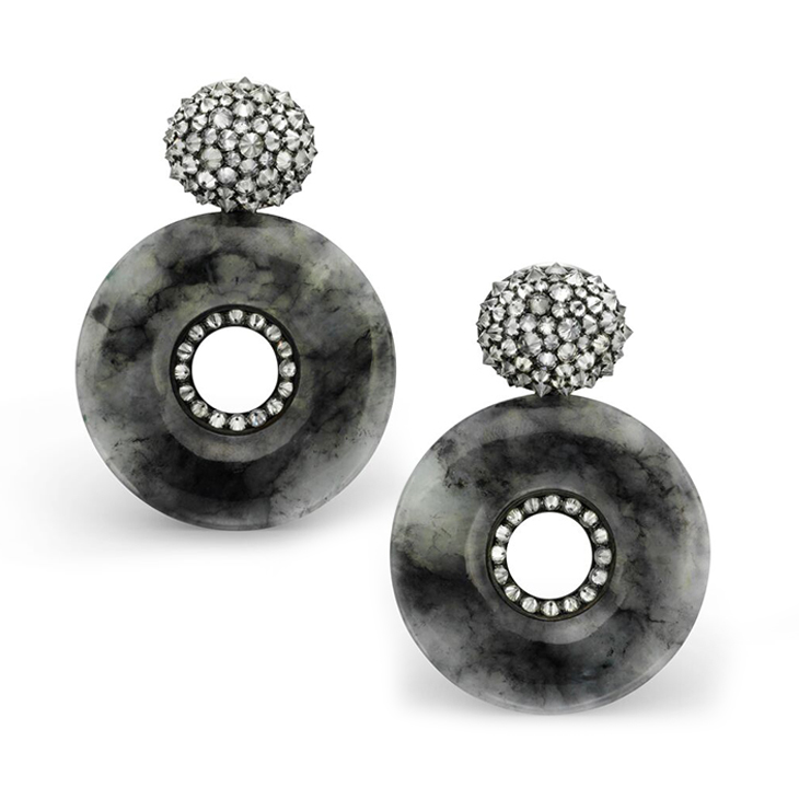A Pair of Jade and Diamond Ear Pendants, by Hemmerle