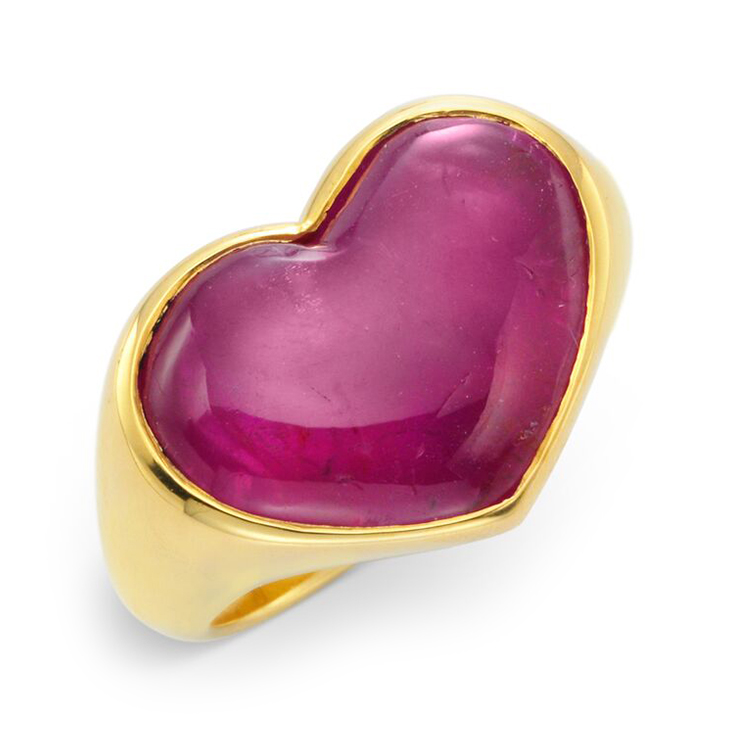 A Heart Shaped Cabochon Pink Sapphire Ring, by Bulgari, circa 1980