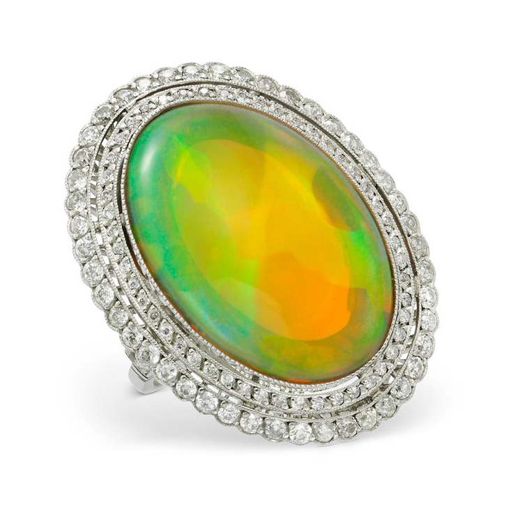 An Early 20th Century Opal and Diamond Ring