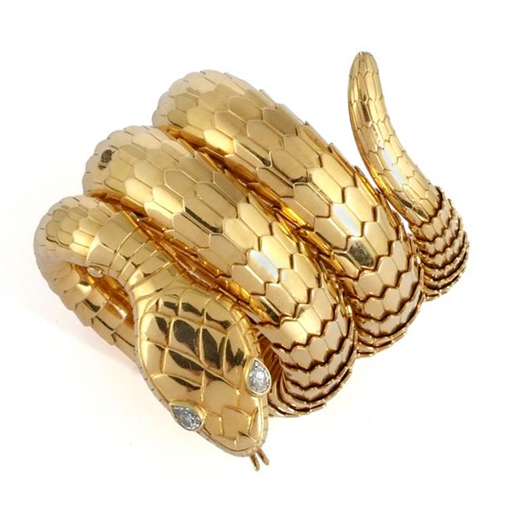 A Gold and Diamond Serpenti Bracelet, by Bulgari, circa 1960