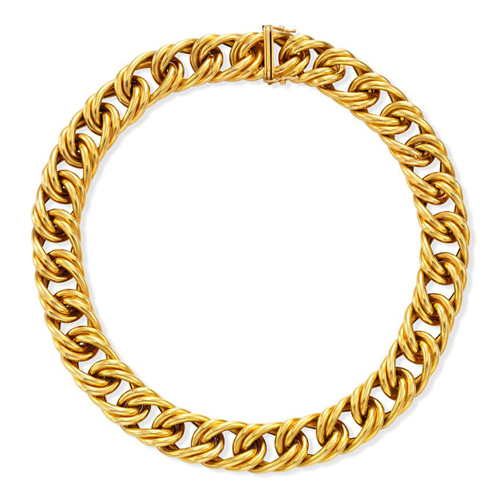 A Textured Gold Necklace, by Cartier, circa 1980