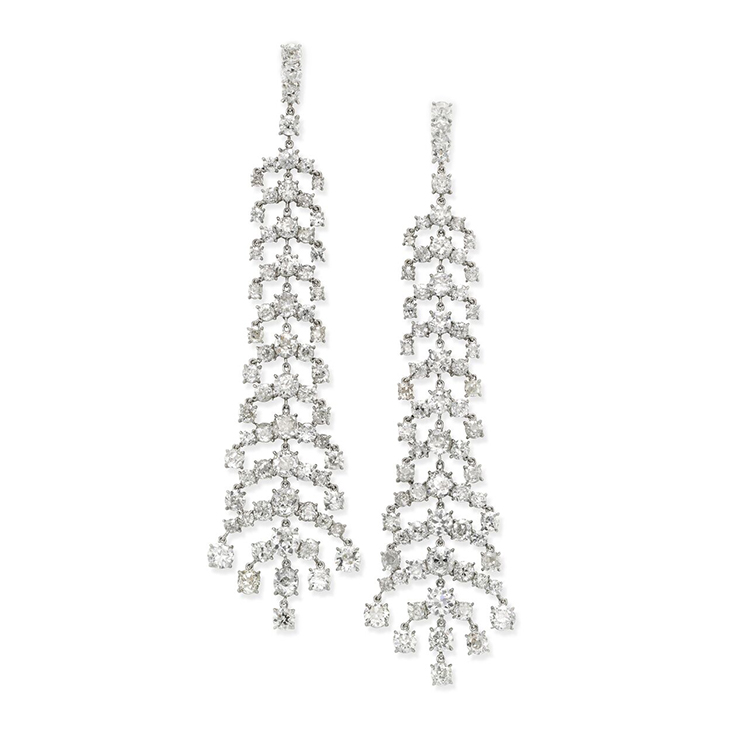 A Pair of Diamond Ear Pendants, of 38.00 carats, by SABBA