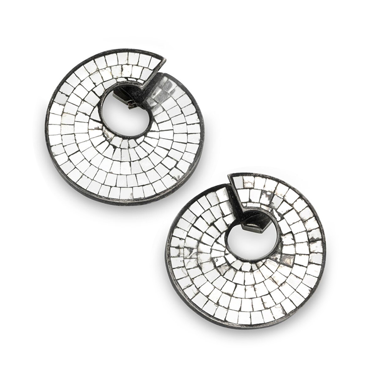 A Pair of Art Deco Silvered Mirror Spiral Ear Clips, by Boivin, circa 1935