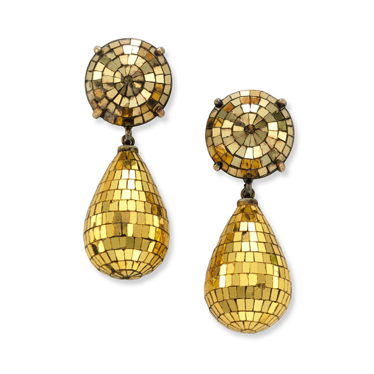 A Pair of Art Deco Gilt Mirror Drop Ear Pendants, by Boivin, circa 1935