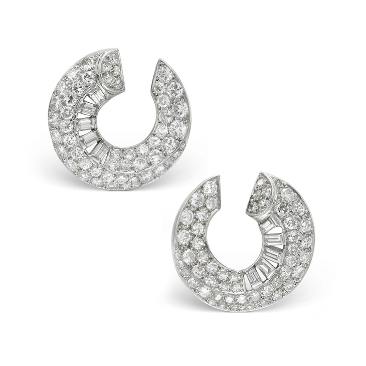 A Pair of Art Deco Diamond Creole Ear Clips, by Cartier, circa 1930