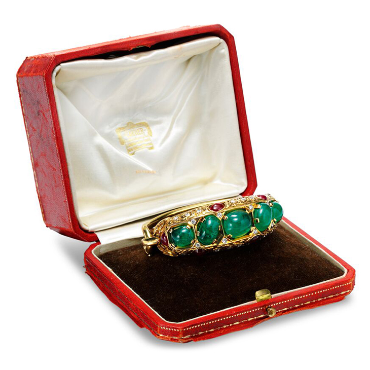An Emerald, Ruby and Diamond Bracelet, by Cartier, circa 1945