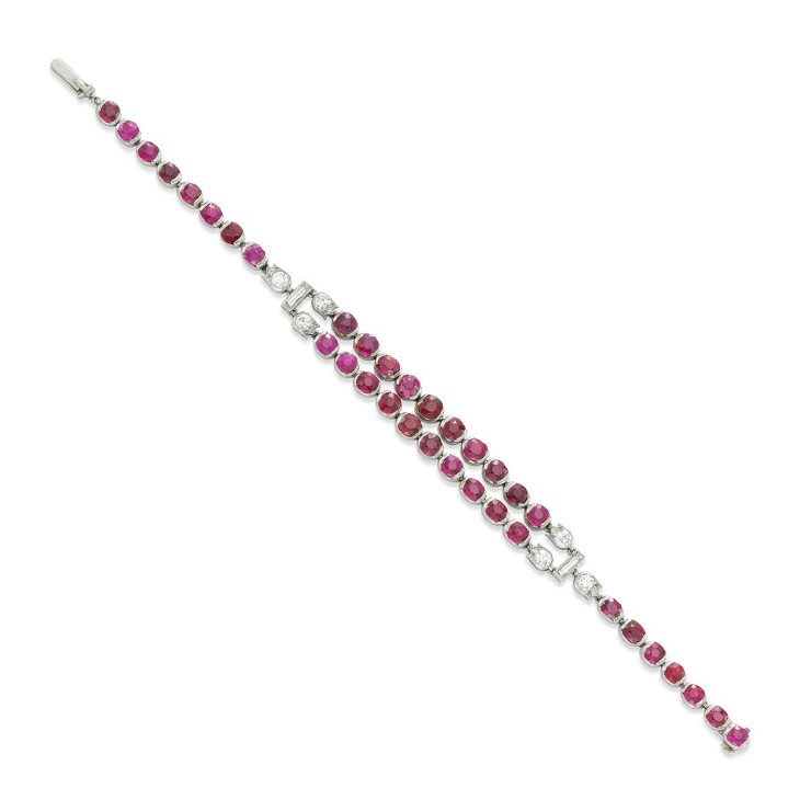 An Art Deco Ruby and Diamond Bracelet, by Cartier, circa 1925