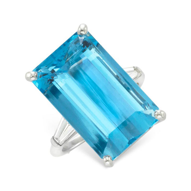 An Aquamarine and Diamond Ring, by Cartier, circa 1950