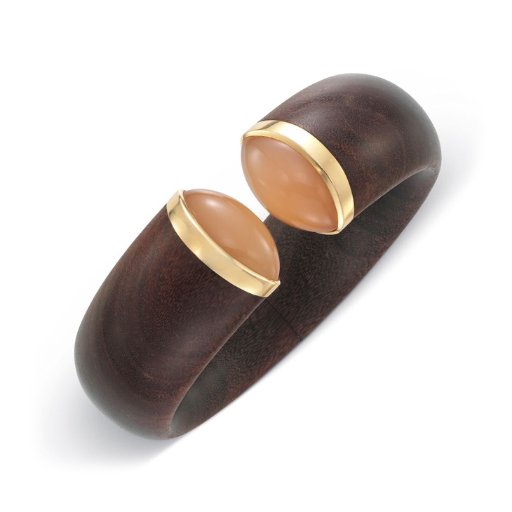 A Wood and Moonstone Cuff Bracelet, by Hemmerle