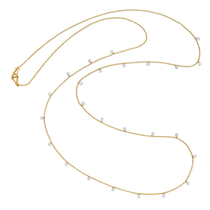 A Gold and Diamond Long Necklace