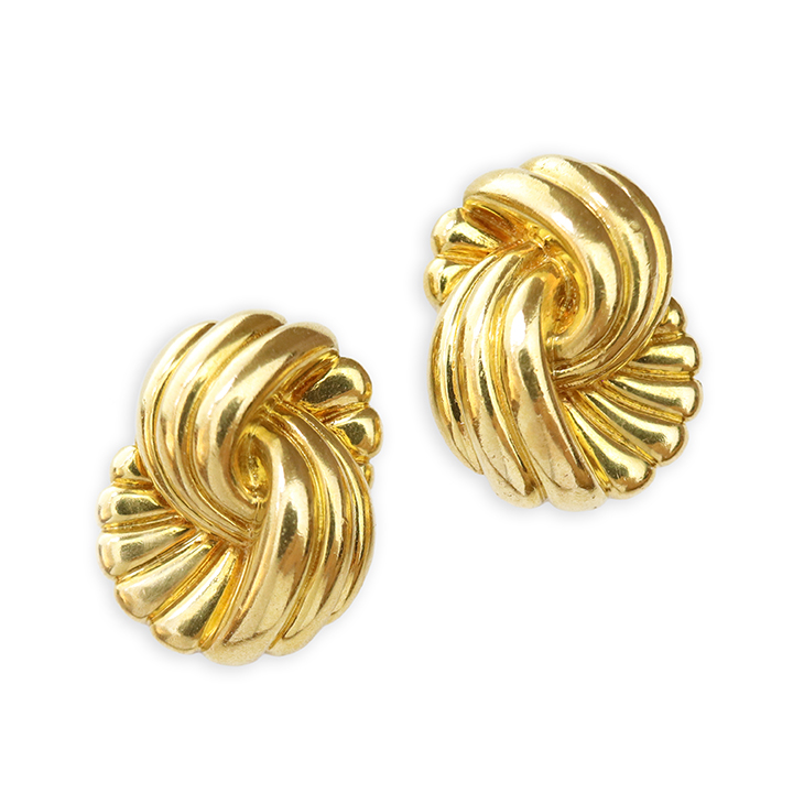 A Pair of Sculpted Gold Ear Clips, by Van Cleef & Arpels, circa 1980