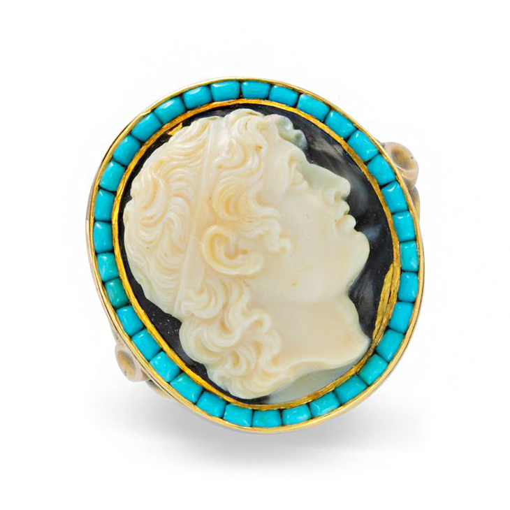 An Antique Cameo and Turquoise Ring