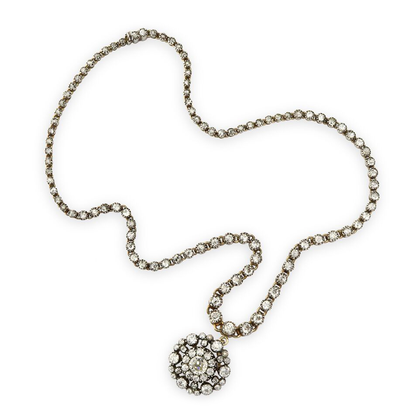 An Antique Diamond Diamond Pendant Necklace, circa 19th Century