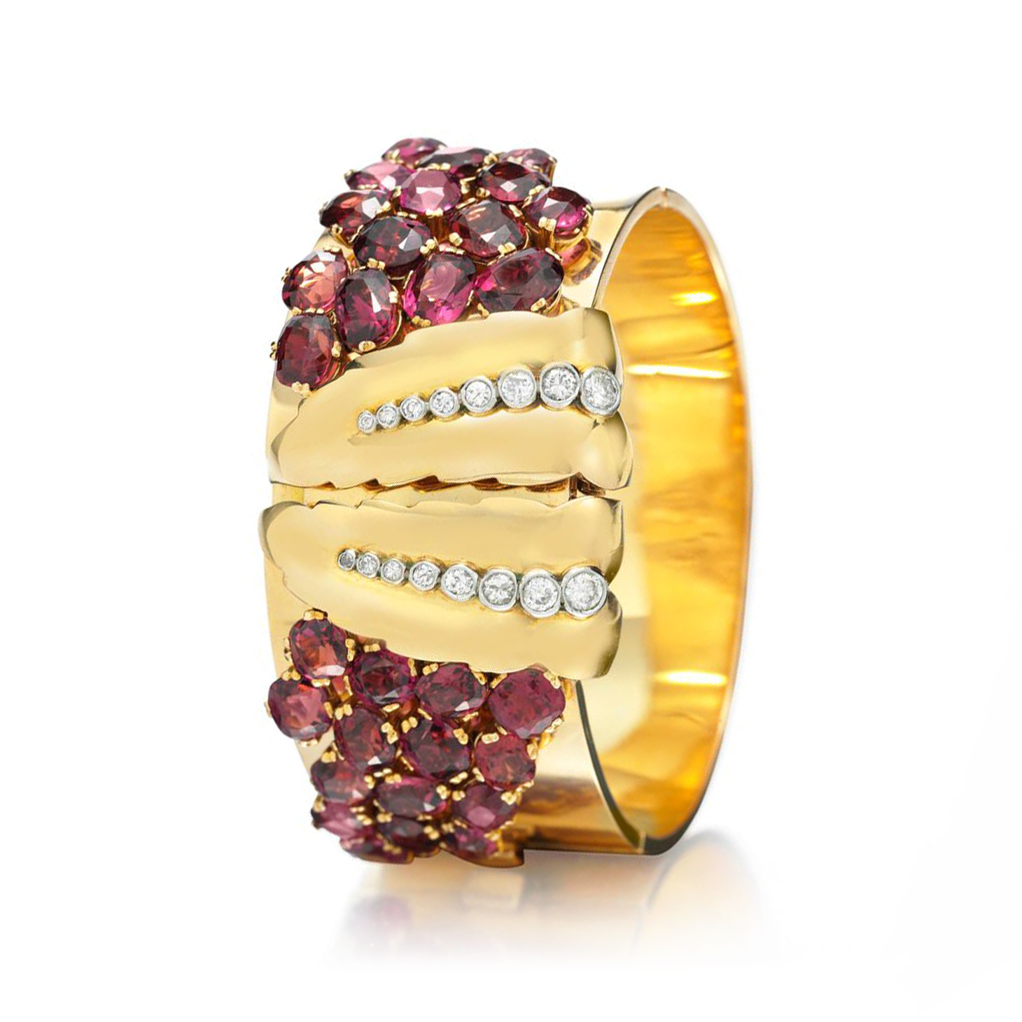 A Rare Retro Tourmaline and Diamond Cuff Bracelet, by Bulgari, circa 1935