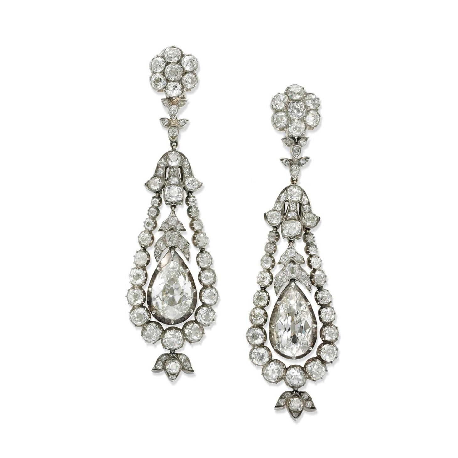 A Pair of Antique Diamond Ear Pendants