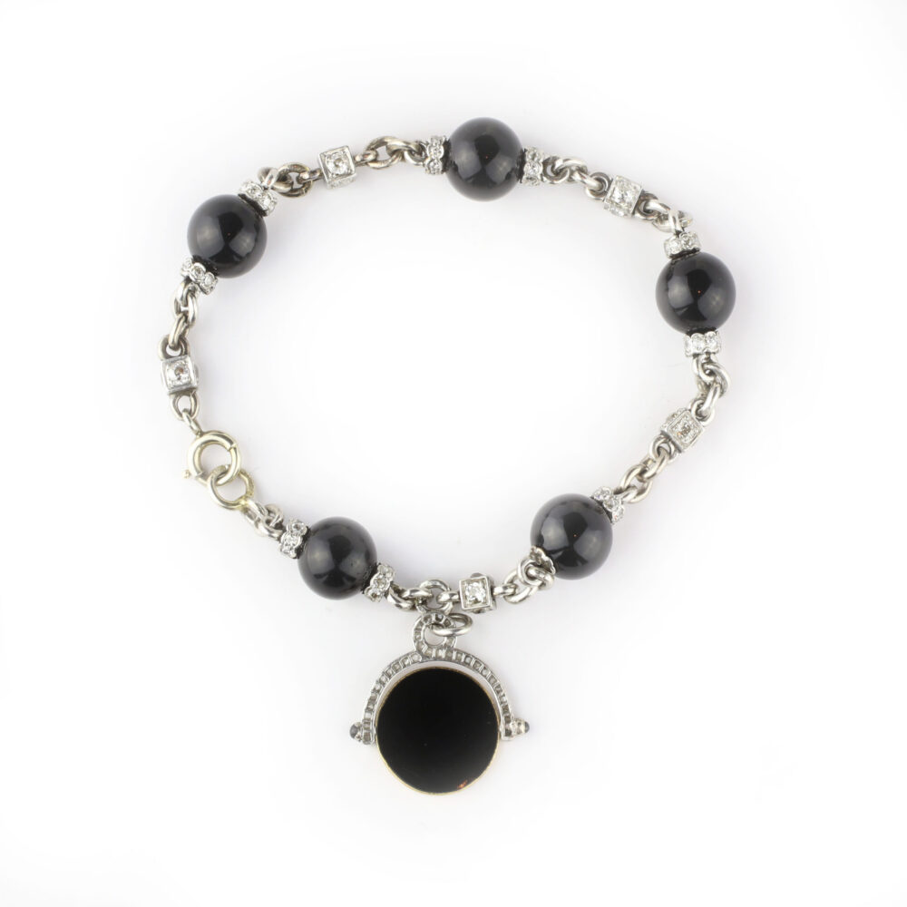 Diamond, Onyx and enamel Bracelet