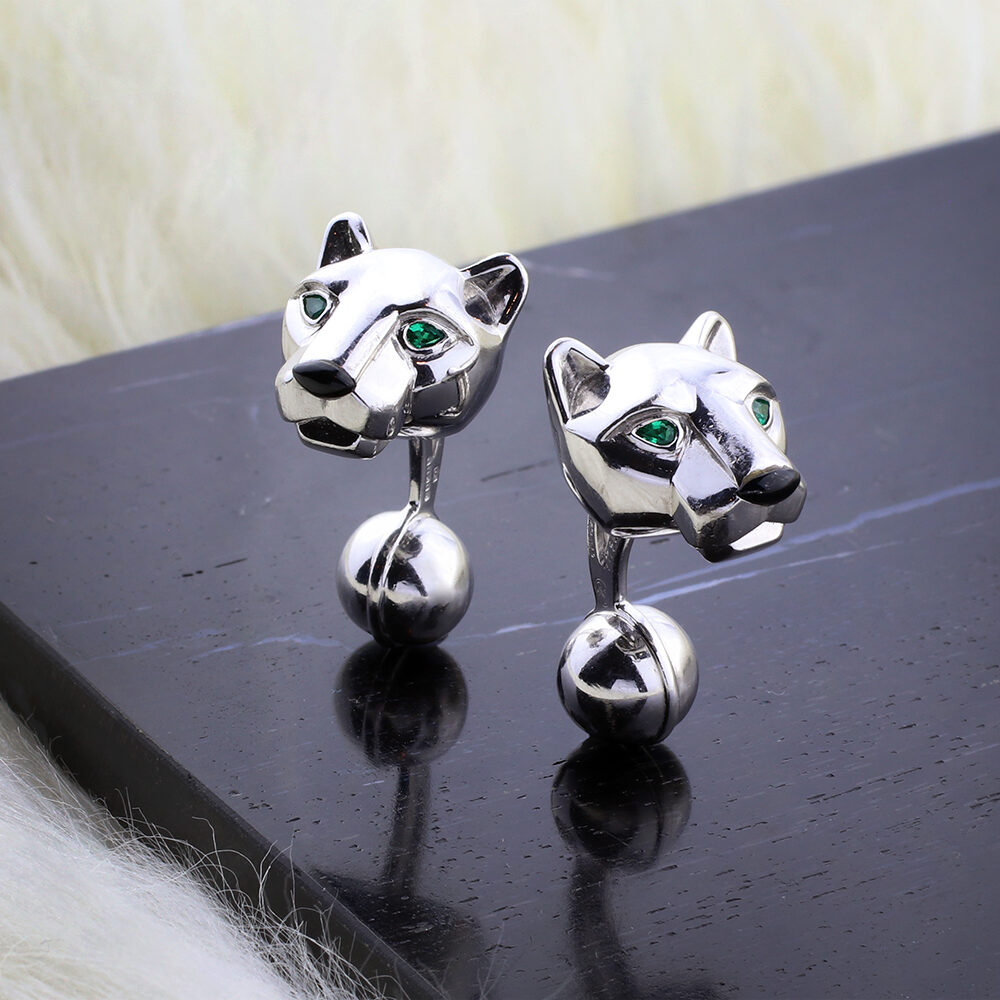 Cartier ‘Panther’ Emerald and Onyx Cufflinks