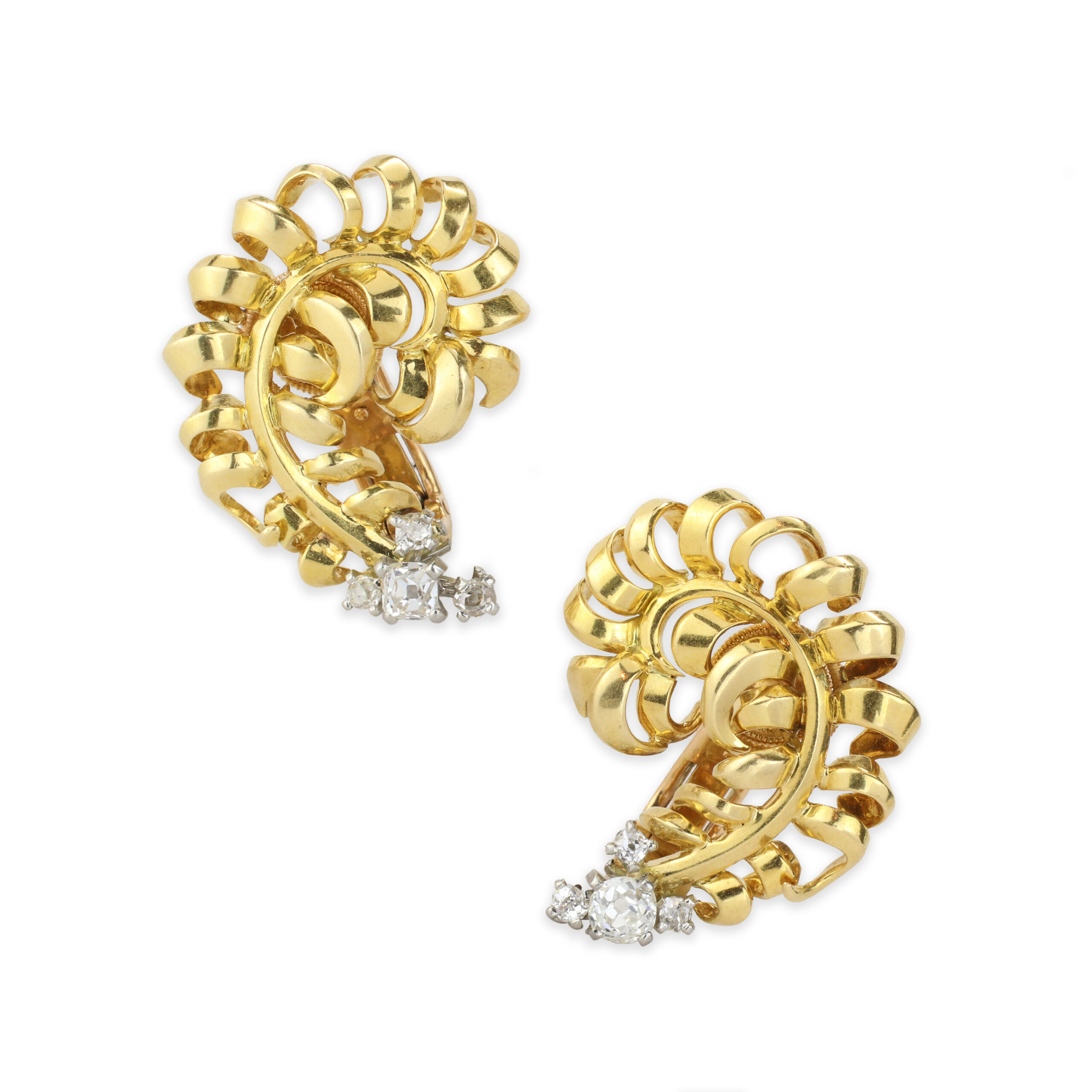 Cartier Diamond and Gold Ear Clips - FD Gallery