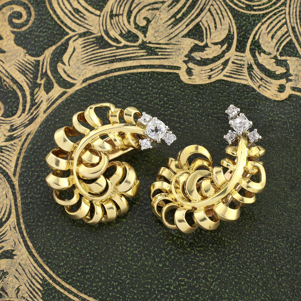 Cartier Diamond and Gold Ear Clips