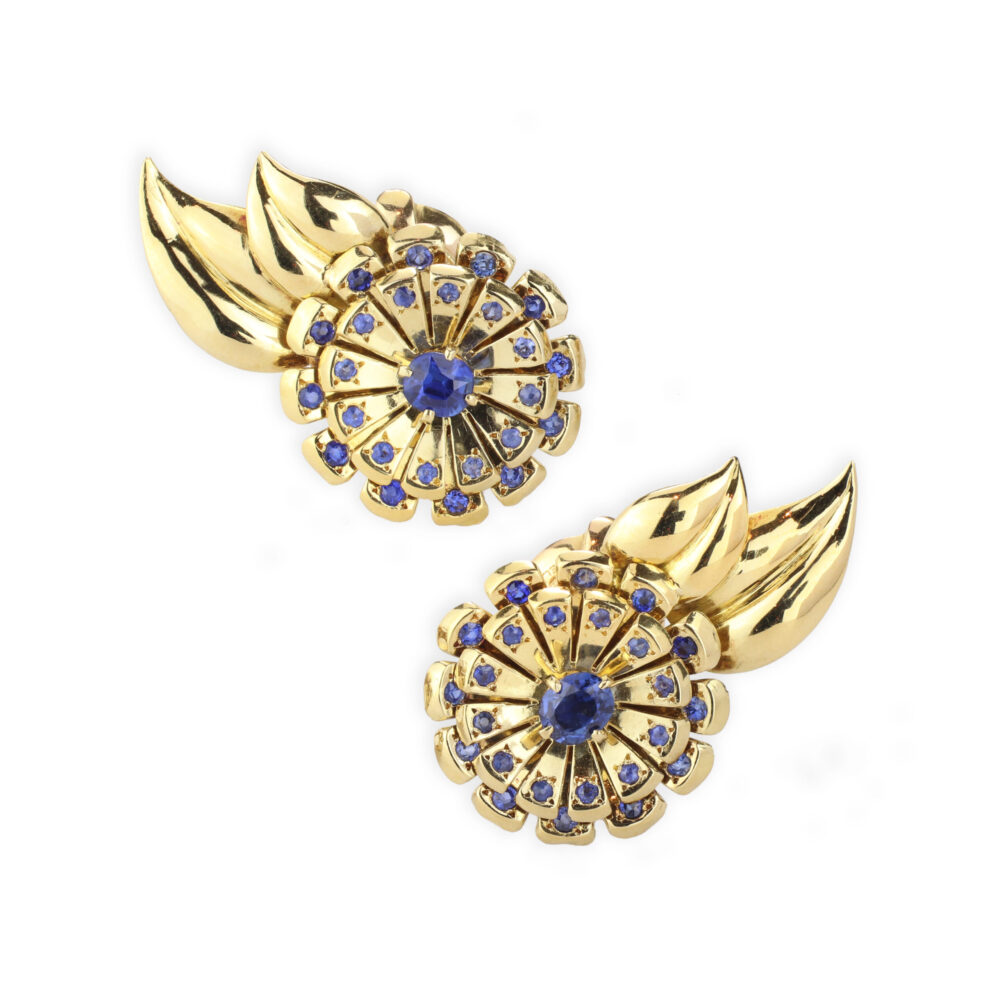 Van Cleef & Arpels Sapphire and Gold Ear Clips