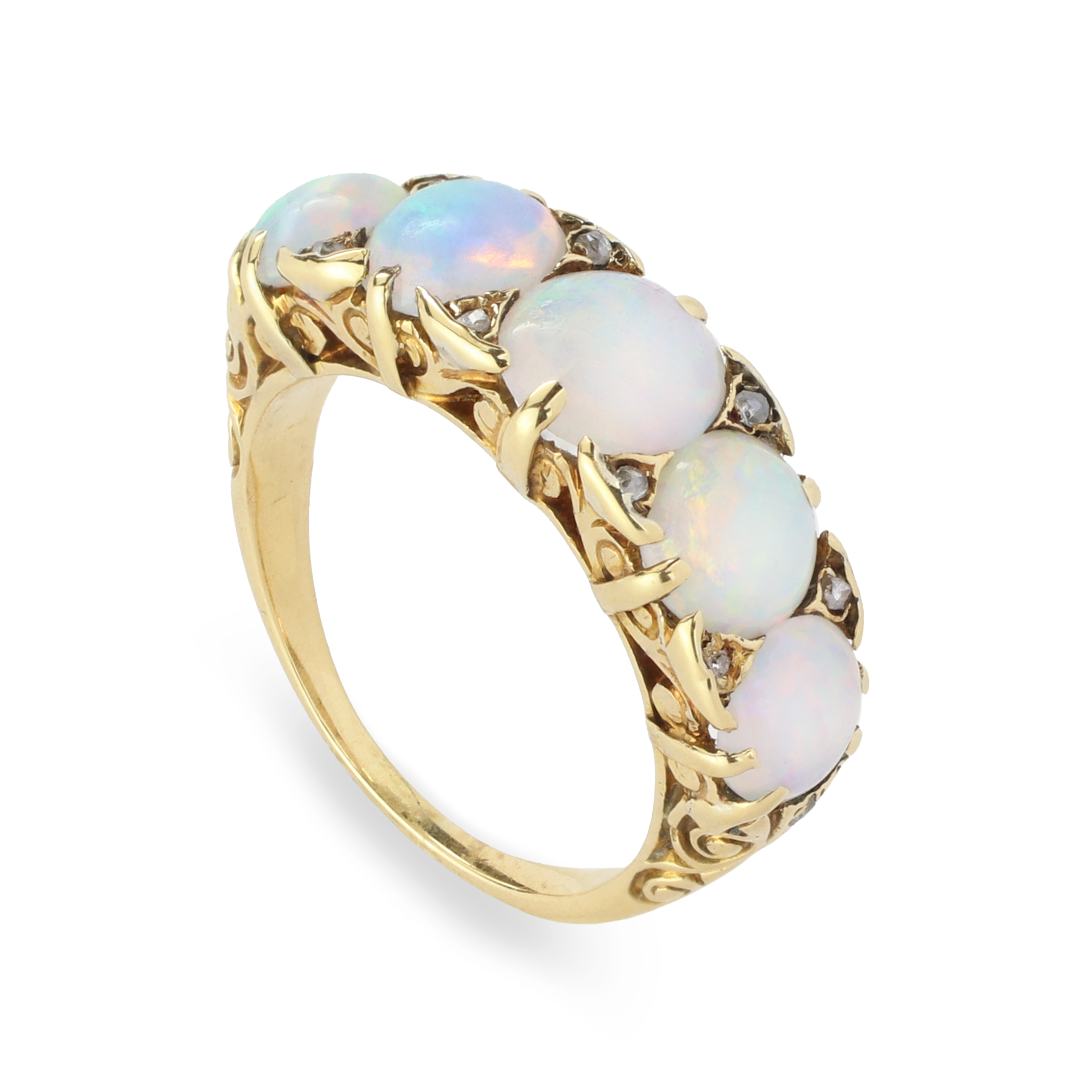 Antique Opal and Diamond Band Ring - FD Gallery