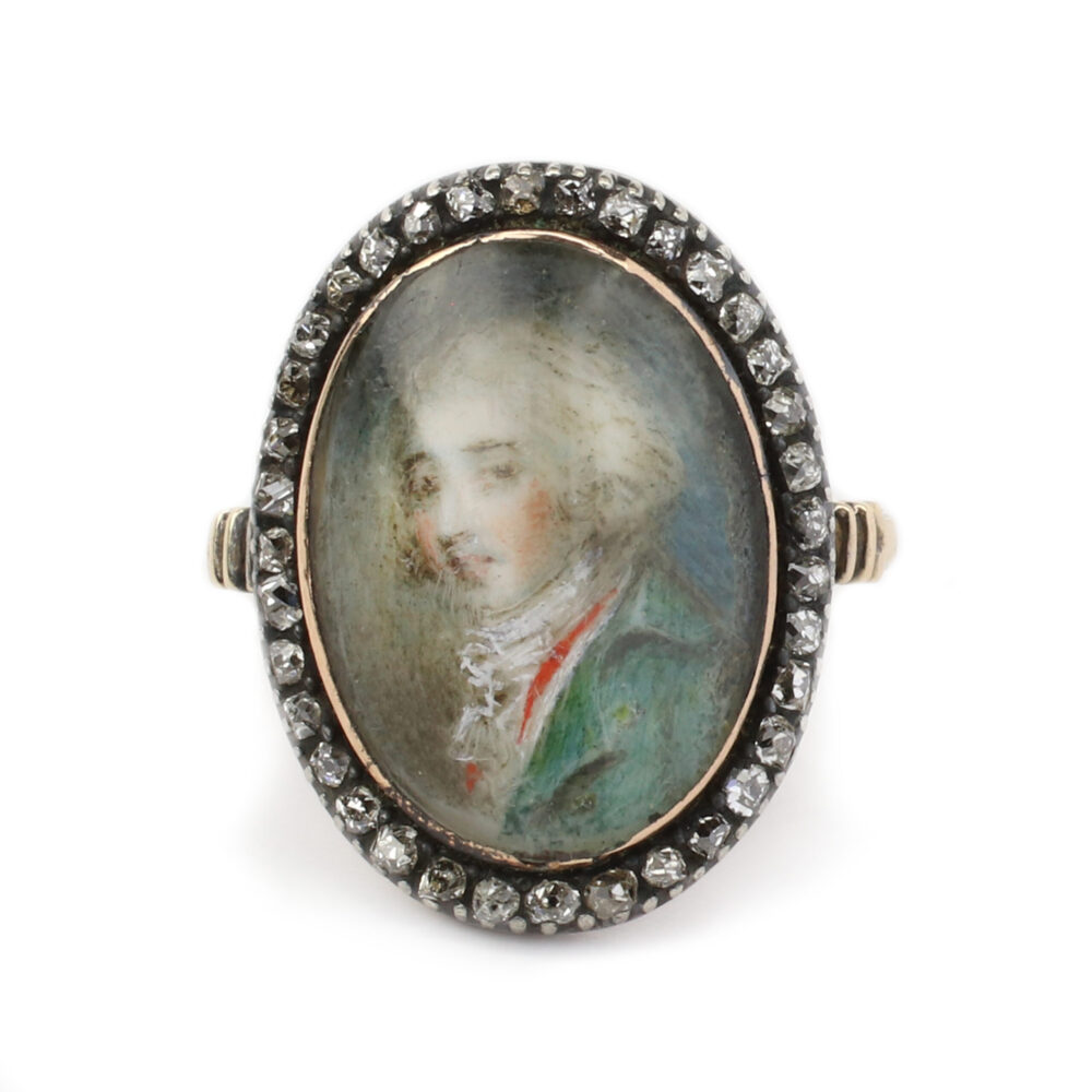 Georgian Silver Topped Gold Portrait Ring