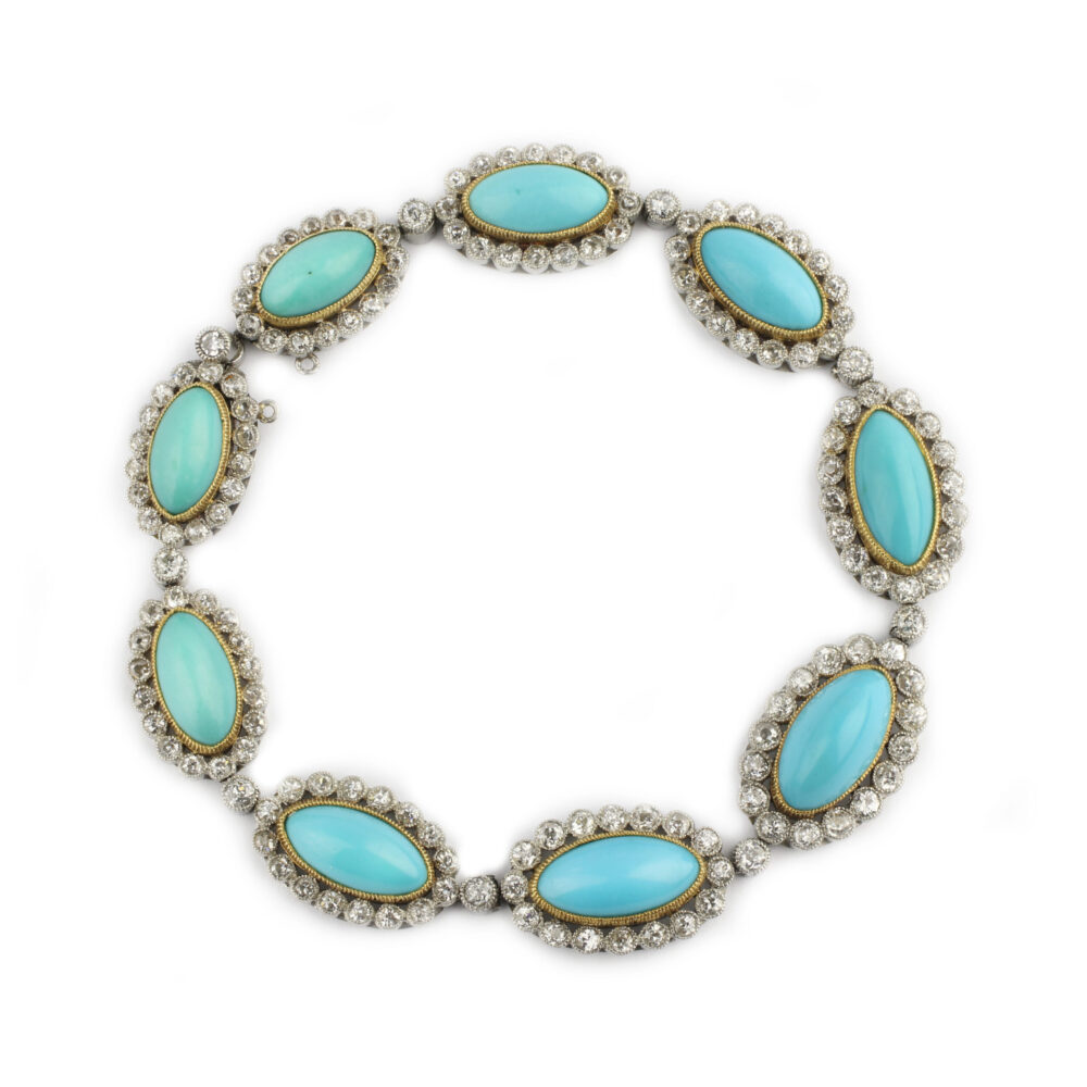 Edwardian Turquoise and Diamond Bracelet