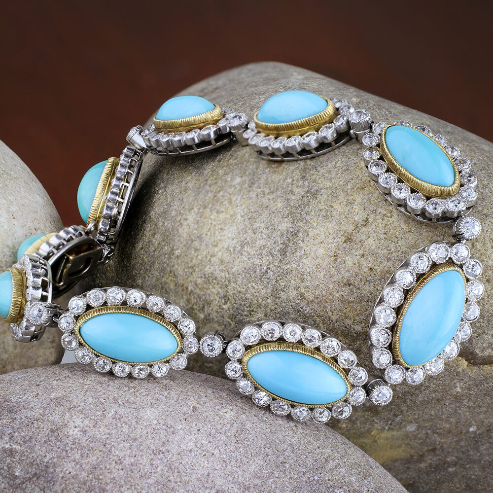 Edwardian Turquoise and Diamond Bracelet