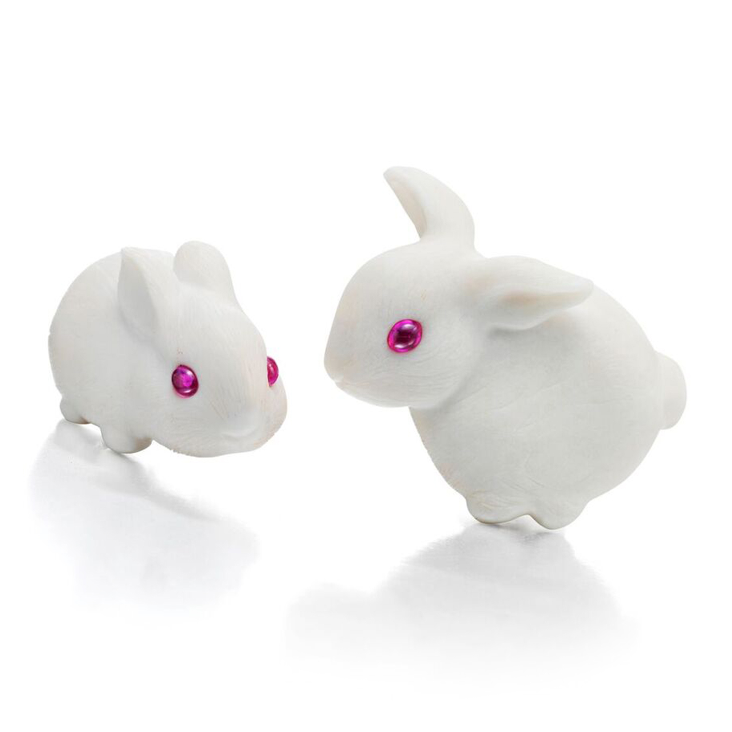 A Pair of White Agate, Ruby and Gold 'Bunny' Ear Clips, by JAR