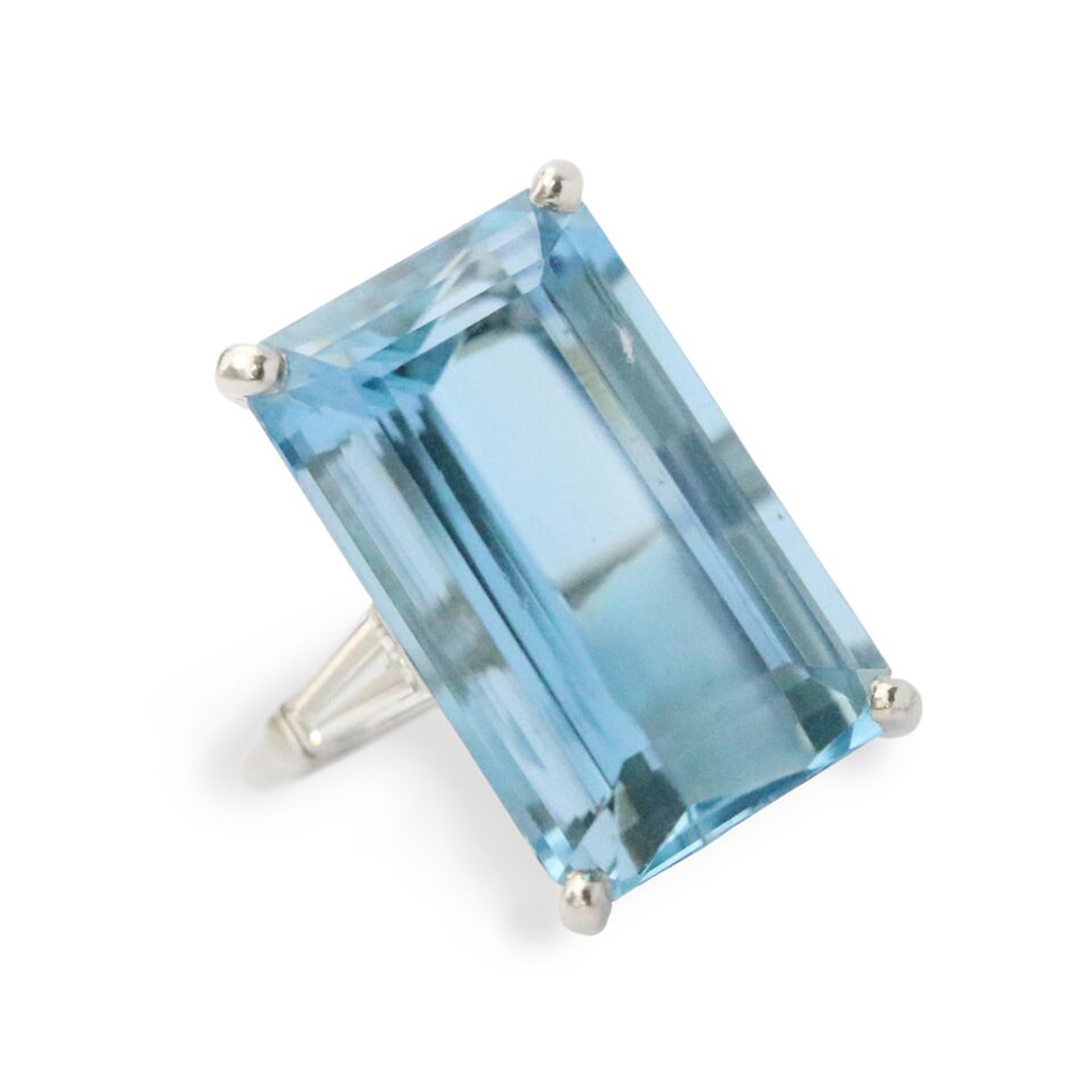 An Aquamarine and Diamond Ring, by Cartier, circa 1950