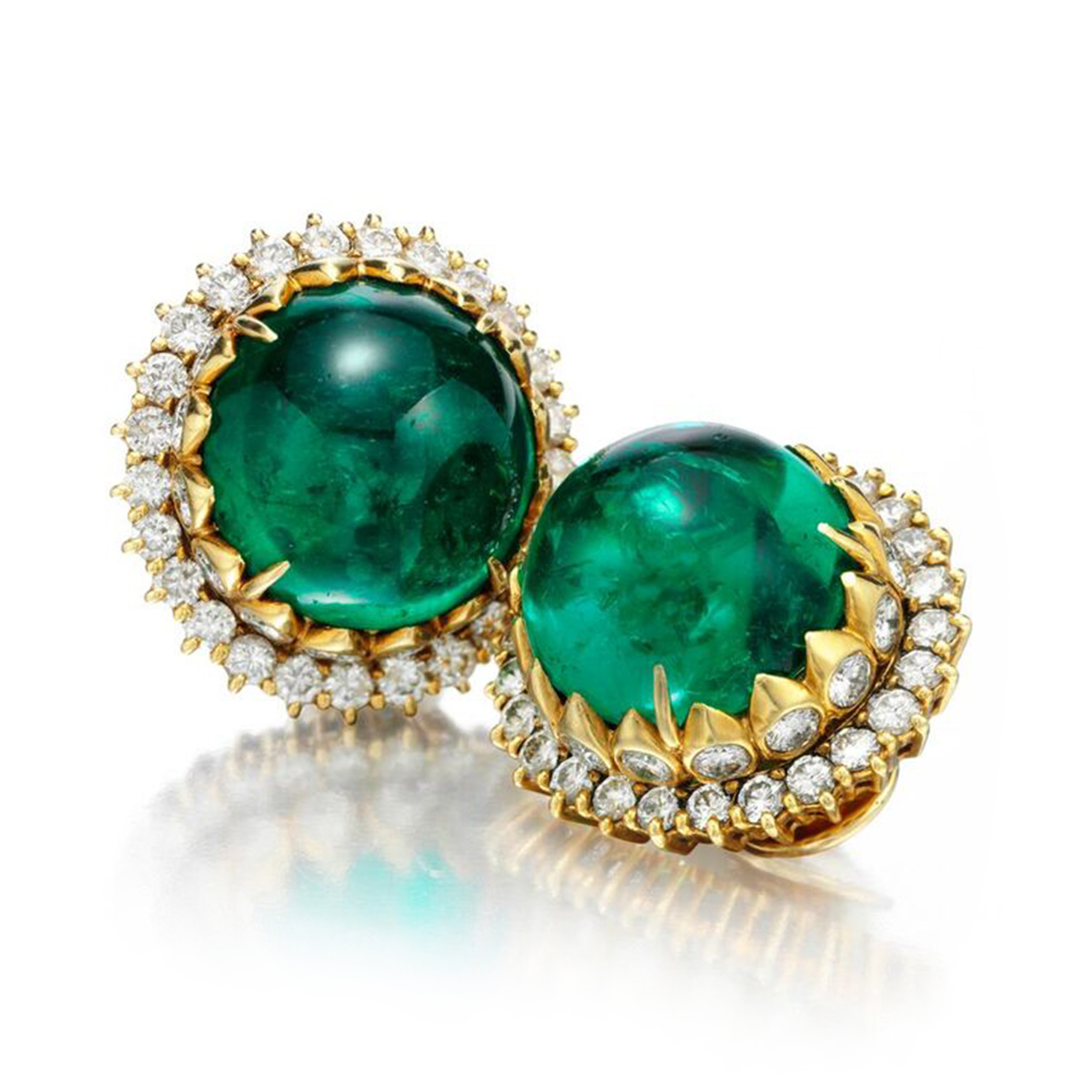 An Important Pair of Colombian Emerald and Diamond Ear Clips