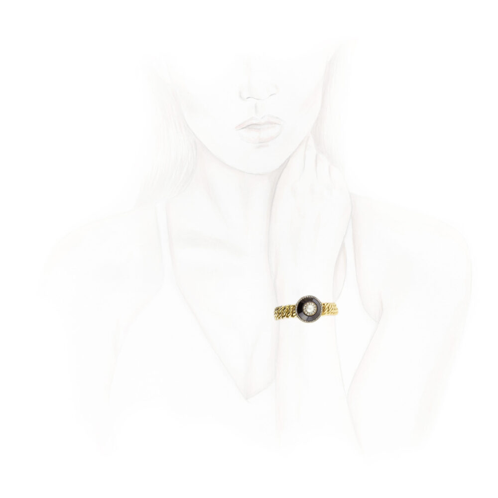 Pearl, Diamond and Glass Chain Bracelet