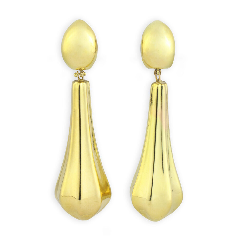 A Pair of Sculpted Gold Ear Pendants