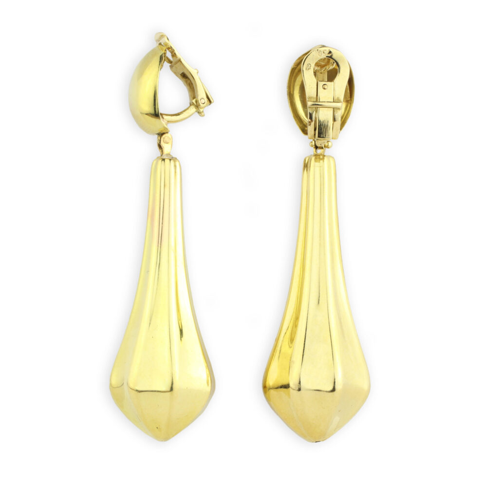 A Pair of Sculpted Gold Ear Pendants